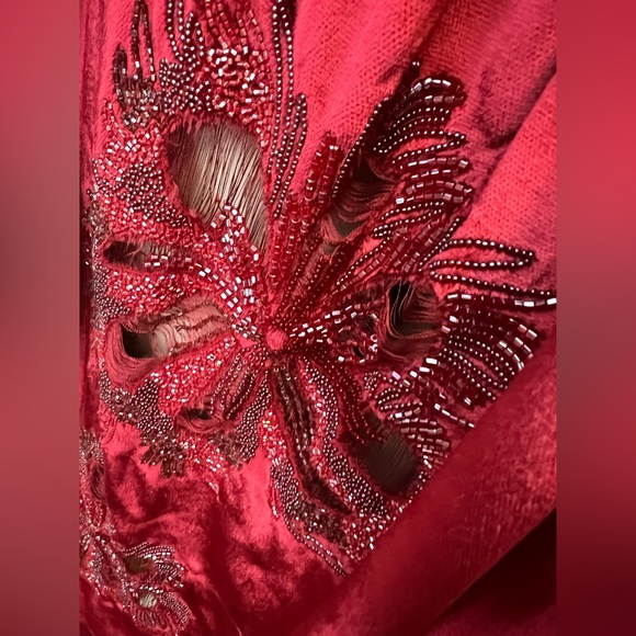NWT! $6425 1 of a kind! John Galliano silk red velvet cutout embroidered beaded - Picture 3 of 17
